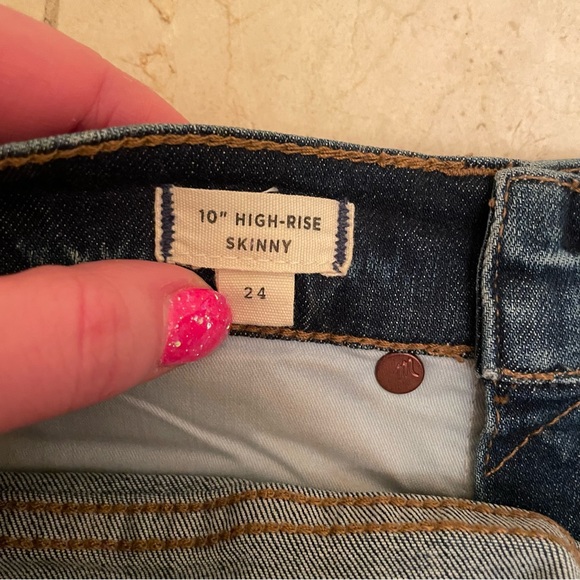 Madewell high rise 10” medium wash drop hem skinny jeans size 24 - Picture 5 of 7